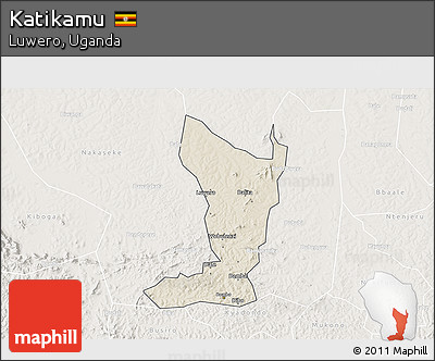Shaded Relief 3D Map of Katikamu, lighten