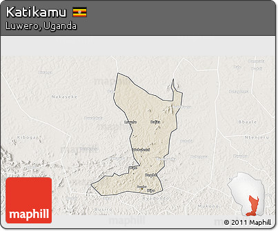 Shaded Relief 3D Map of Katikamu, lighten