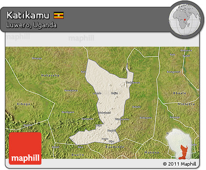 Shaded Relief 3D Map of Katikamu, satellite outside