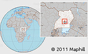 Gray Location Map of Katikamu, highlighted country, within the entire country