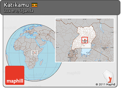Gray Location Map of Katikamu, highlighted country