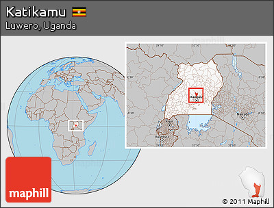 Gray Location Map of Katikamu, highlighted country