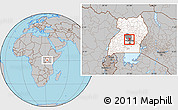 Gray Location Map of Katikamu, highlighted country, highlighted parent region