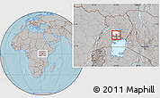 Gray Location Map of Katikamu, highlighted parent region, hill shading