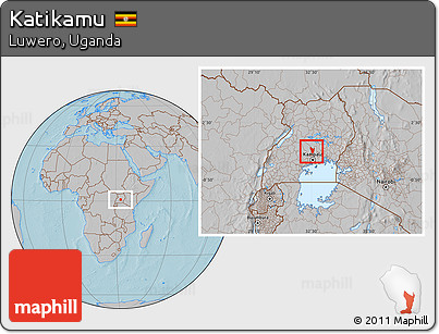Gray Location Map of Katikamu, hill shading