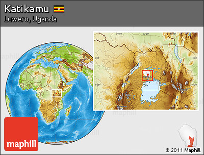 Physical Location Map of Katikamu, highlighted parent region, within the entire country