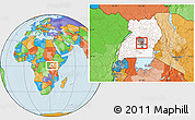 Political Location Map of Katikamu, highlighted country, highlighted parent region