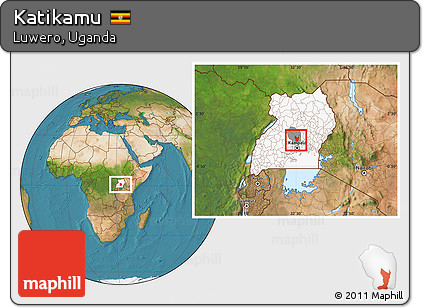 Satellite Location Map of Katikamu, highlighted country, highlighted parent region