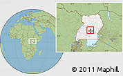 Savanna Style Location Map of Katikamu, highlighted country, within the entire country