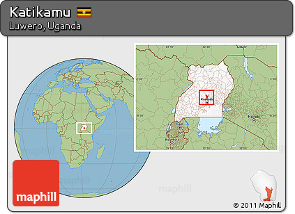 Savanna Style Location Map of Katikamu, highlighted country