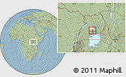 Savanna Style Location Map of Katikamu, highlighted parent region, within the entire country, hill shading