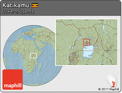 Savanna Style Location Map of Katikamu, hill shading