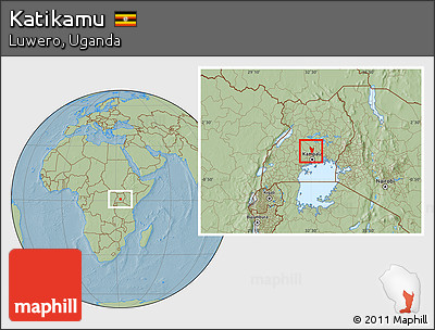 Savanna Style Location Map of Katikamu, hill shading
