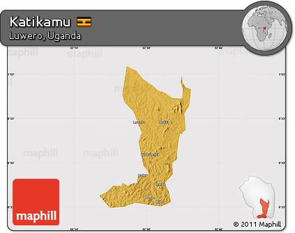 Physical Map of Katikamu, cropped outside