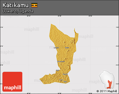 Physical Map of Katikamu, cropped outside