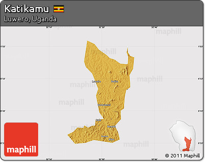 Physical Map of Katikamu, cropped outside