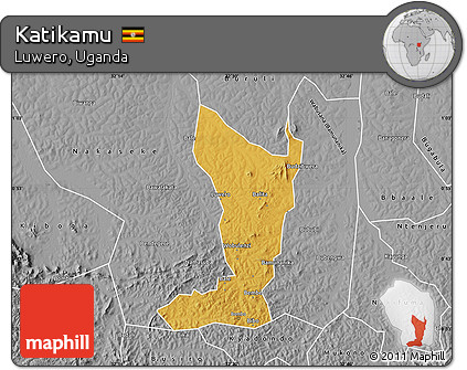 Physical Map of Katikamu, desaturated