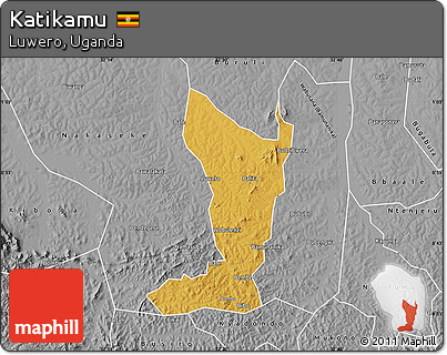 Physical Map of Katikamu, desaturated