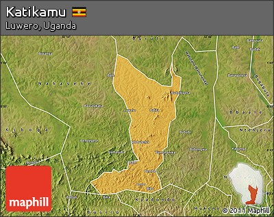Physical Map of Katikamu, satellite outside