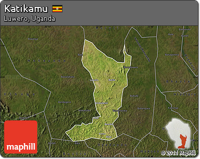 Satellite Map of Katikamu, darken