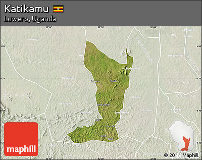 Satellite Map of Katikamu, lighten