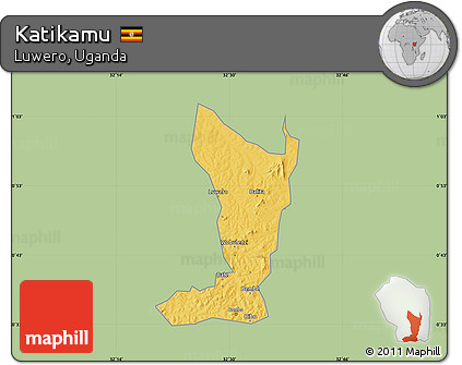 Savanna Style Map of Katikamu, single color outside