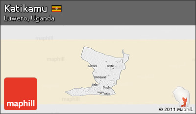 Classic Style Panoramic Map of Katikamu, single color outside