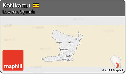 Classic Style Panoramic Map of Katikamu, single color outside