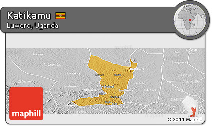 Physical Panoramic Map of Katikamu, lighten, desaturated