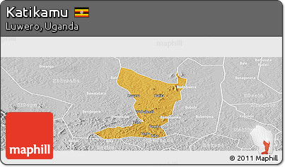 Physical Panoramic Map of Katikamu, lighten, desaturated