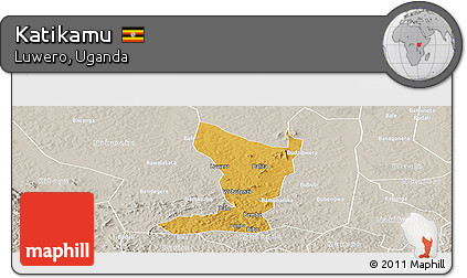 Physical Panoramic Map of Katikamu, lighten, semi-desaturated