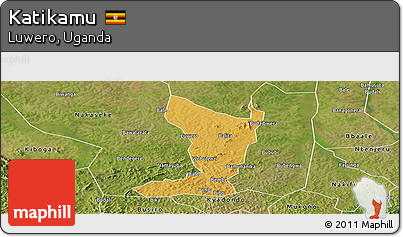 Physical Panoramic Map of Katikamu, satellite outside