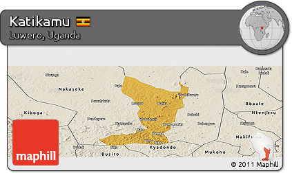 Physical Panoramic Map of Katikamu, shaded relief outside