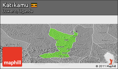 Political Panoramic Map of Katikamu, desaturated