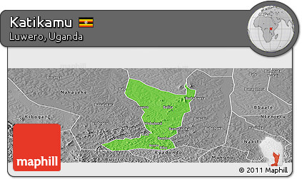 Political Panoramic Map of Katikamu, desaturated