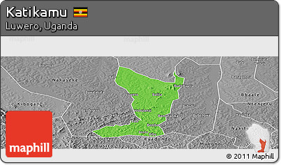 Political Panoramic Map of Katikamu, desaturated