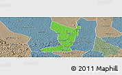 Political Panoramic Map of Katikamu, semi-desaturated