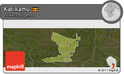 Satellite Panoramic Map of Katikamu, darken