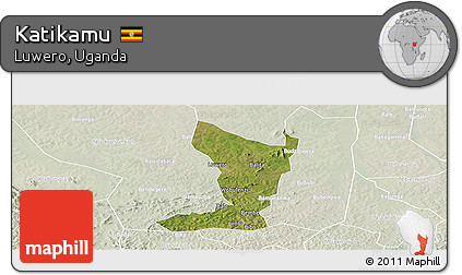 Satellite Panoramic Map of Katikamu, lighten