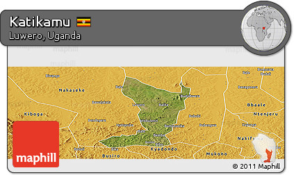 Satellite Panoramic Map of Katikamu, physical outside
