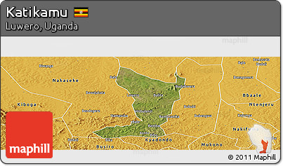 Satellite Panoramic Map of Katikamu, physical outside