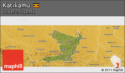 Satellite Panoramic Map of Katikamu, physical outside