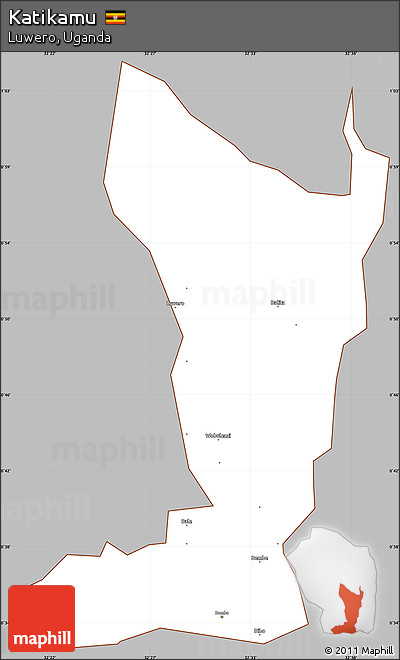 Gray Simple Map of Katikamu, cropped outside