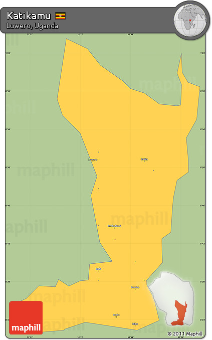 Savanna Style Simple Map of Katikamu, single color outside