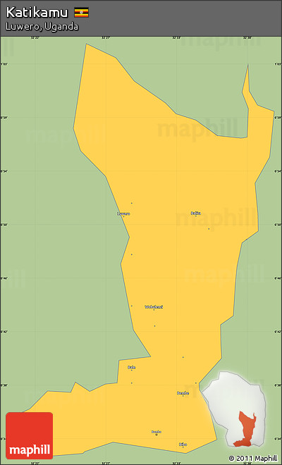 Savanna Style Simple Map of Katikamu, single color outside