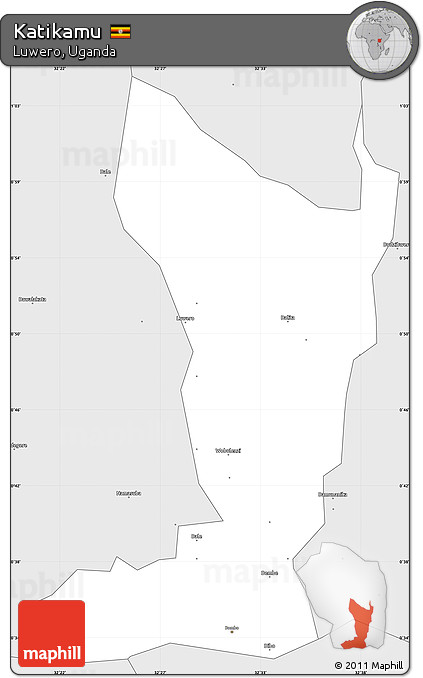 Silver Style Simple Map of Katikamu