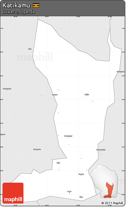 Silver Style Simple Map of Katikamu