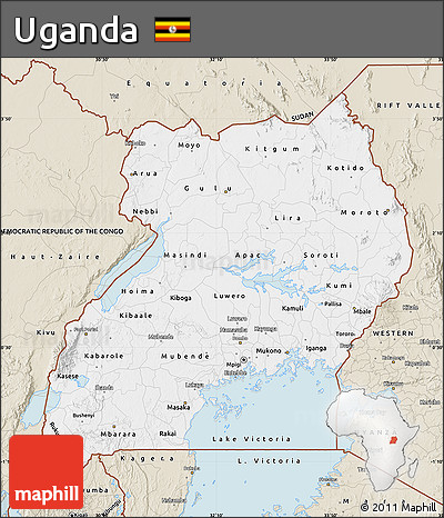 Classic Style Map of Uganda
