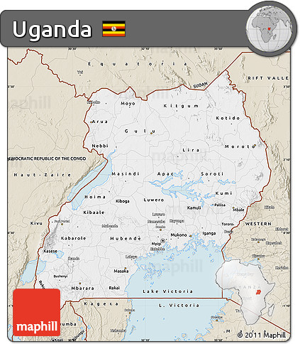 Classic Style Map of Uganda