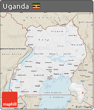 Classic Style Map of Uganda